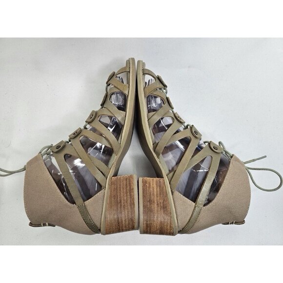 Von Dutch Tighten Up Leather Olive Tie Gladiator Low Heel Sandal Women Size 7.5 - Picture 4 of 7